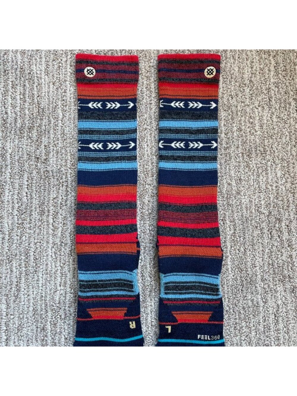 Men's Medium 6-8.5 Stance Long Snow Socks Feel 360 Red